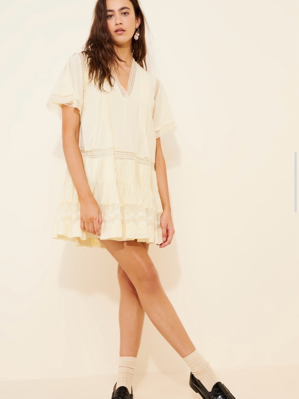 Maeve by Anthropologie V-Neck Short Sleeve Tiered Dress